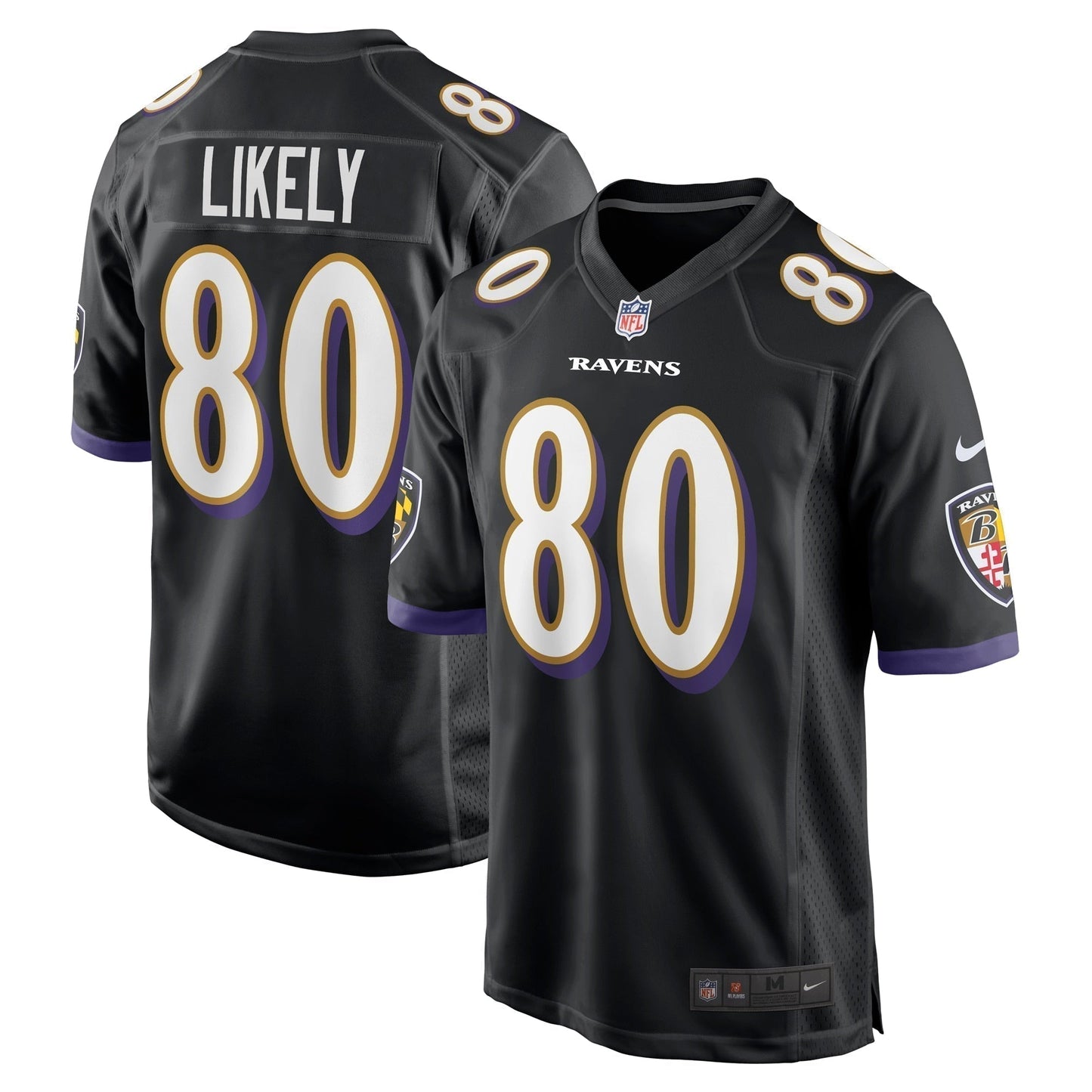 Isaiah Likely Baltimore Ravens Alternate Game Jersey - Black football jersey product view 1