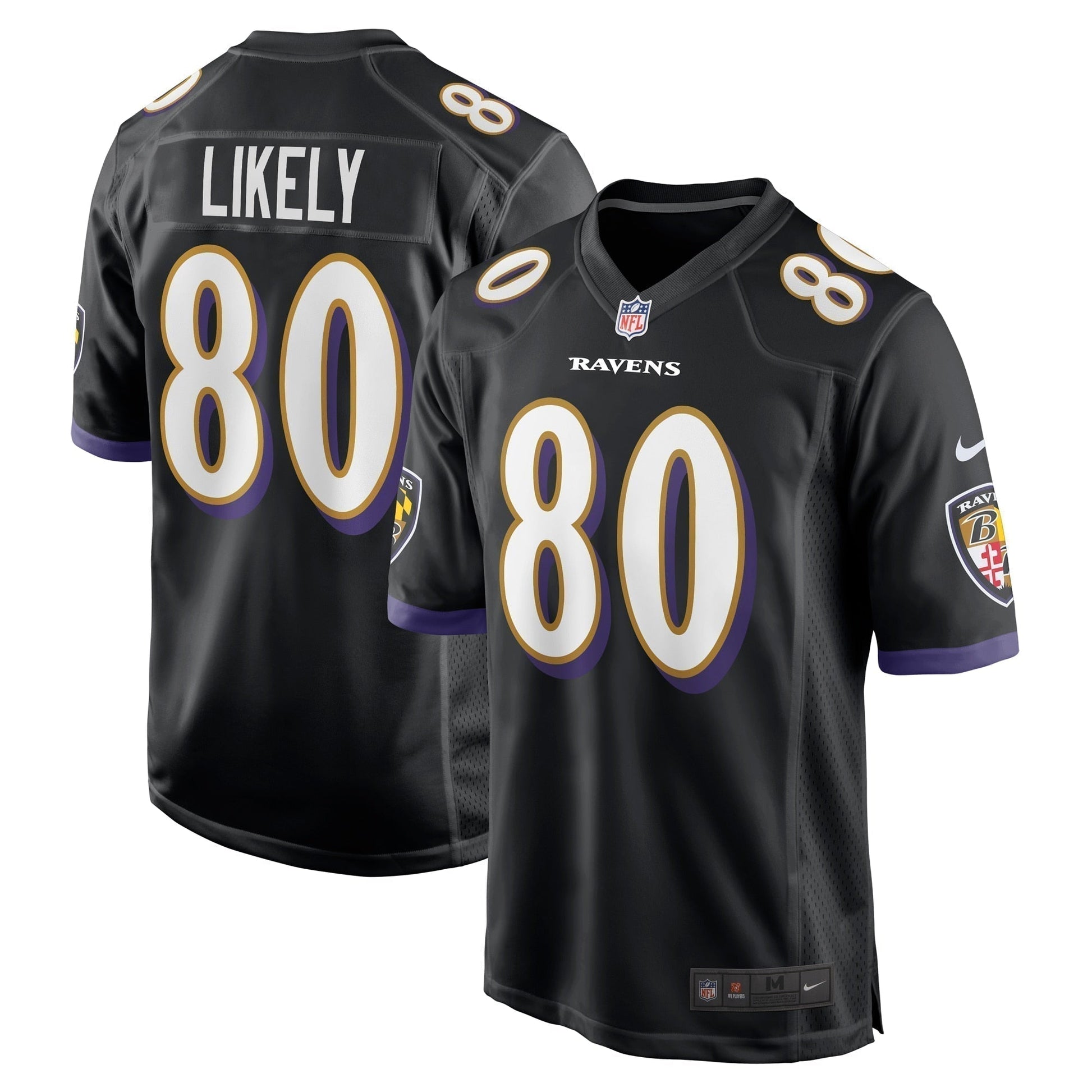 Isaiah Likely Baltimore Ravens Alternate Game Jersey - Black football jersey product view 1