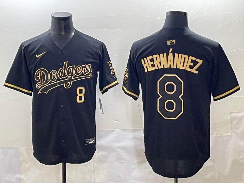 Men's Los Angeles Dodgers Enrique Hernandez #8 Black Team Player Game Jersey baseball jersey product view 1