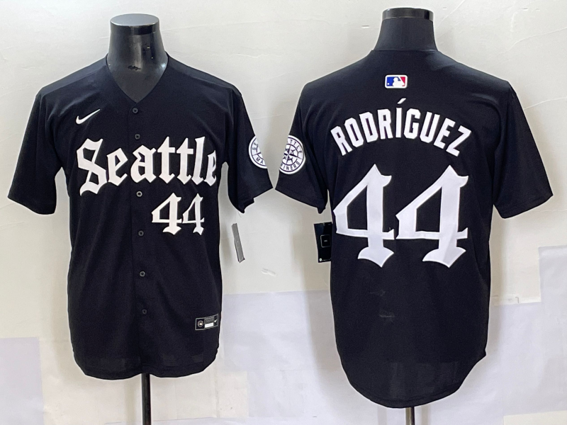 Men's Seattle Mariners Julio Rodriguez Black Replica Player Jersey baseball jersey product view 1