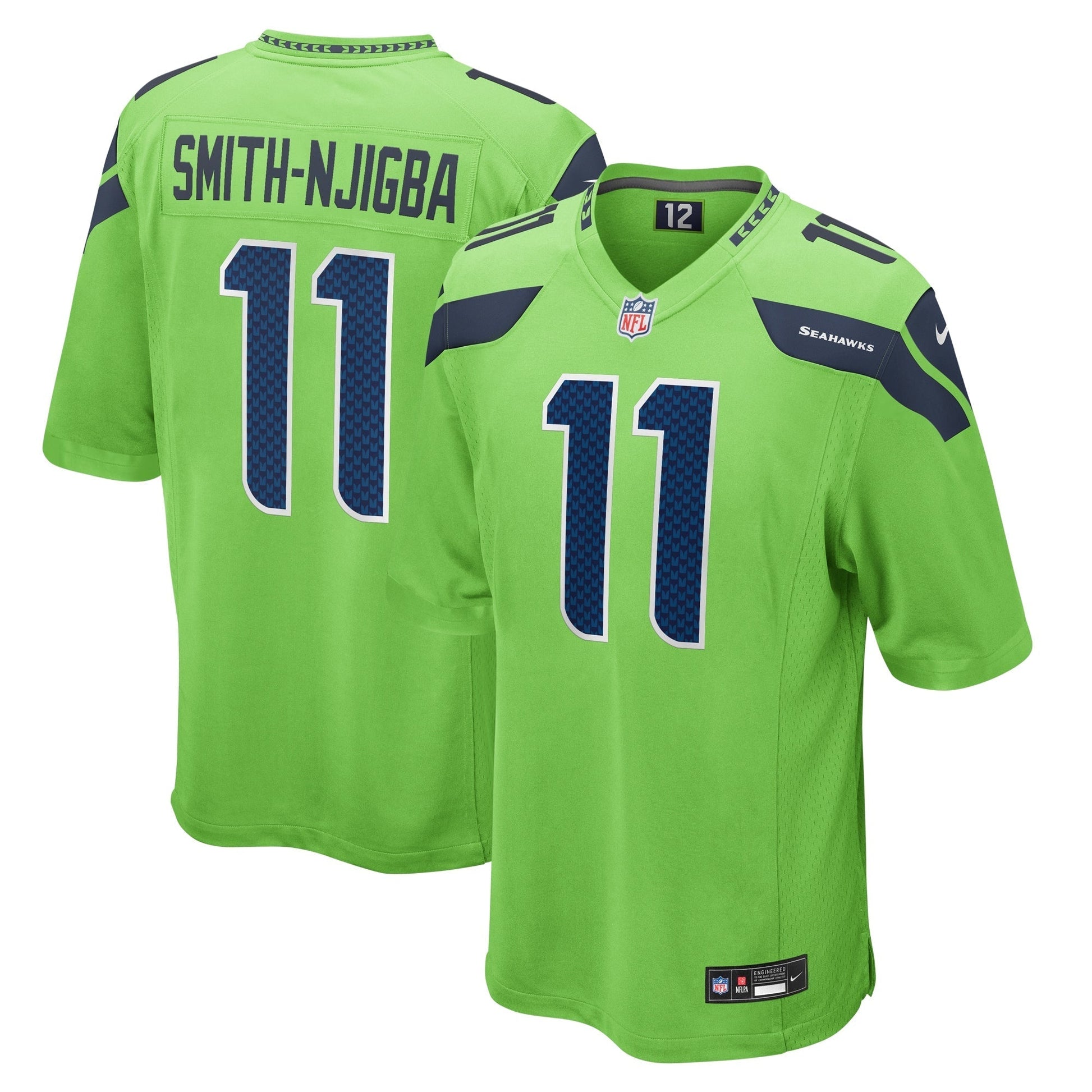 Jaxon Smith-Njigba Seattle Seahawks Game Jersey - Neon Green football jersey product view 1