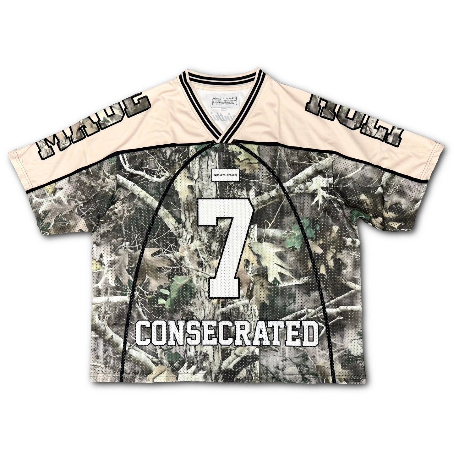 Consecrated Jersey - Cream/Woodland Camo (Oversized Fit) Unisex T-shirt, Sweatshirt, Hoodie, Long Sleeve Tee - T-Shirt, Sweatshirt, Hoodie