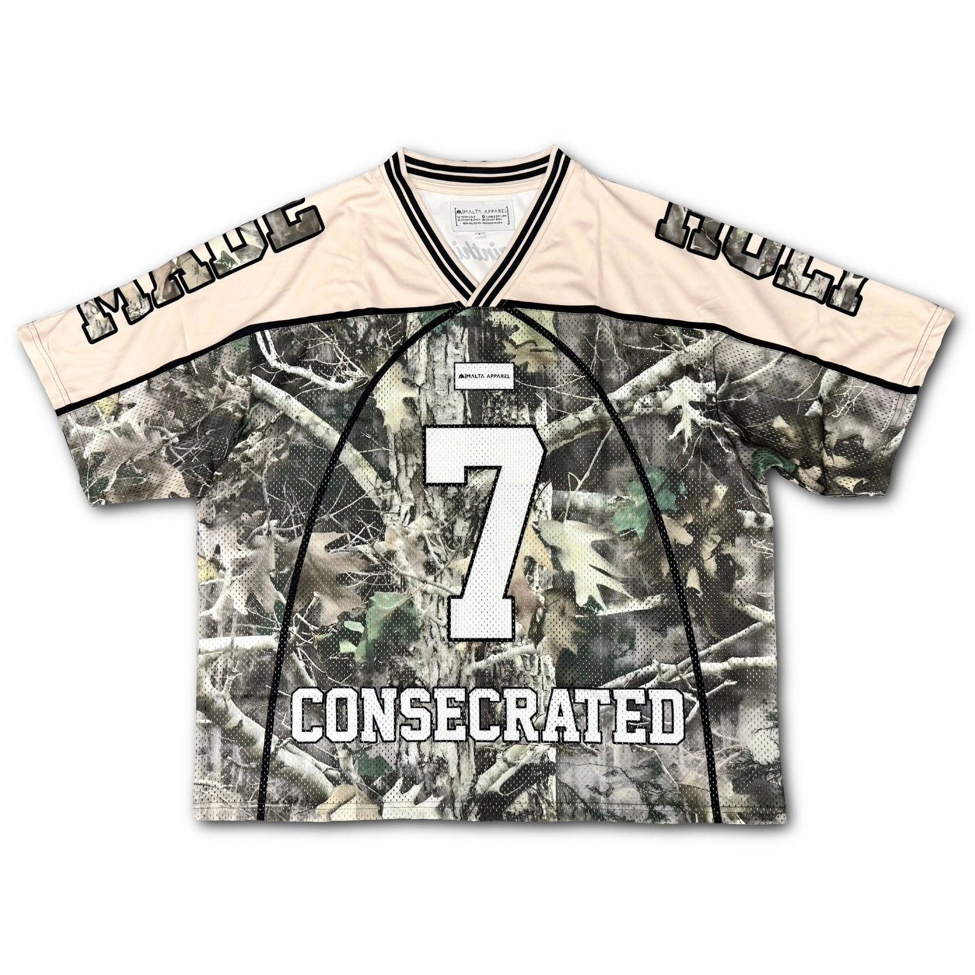 Consecrated Jersey - Cream/Woodland Camo (Oversized Fit) Unisex T-shirt, Sweatshirt, Hoodie, Long Sleeve Tee - T-Shirt, Sweatshirt, Hoodie