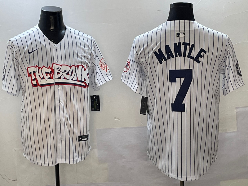 Men's New York Yankees Mickey Mantle White Limited Player Jersey baseball jersey product view 1