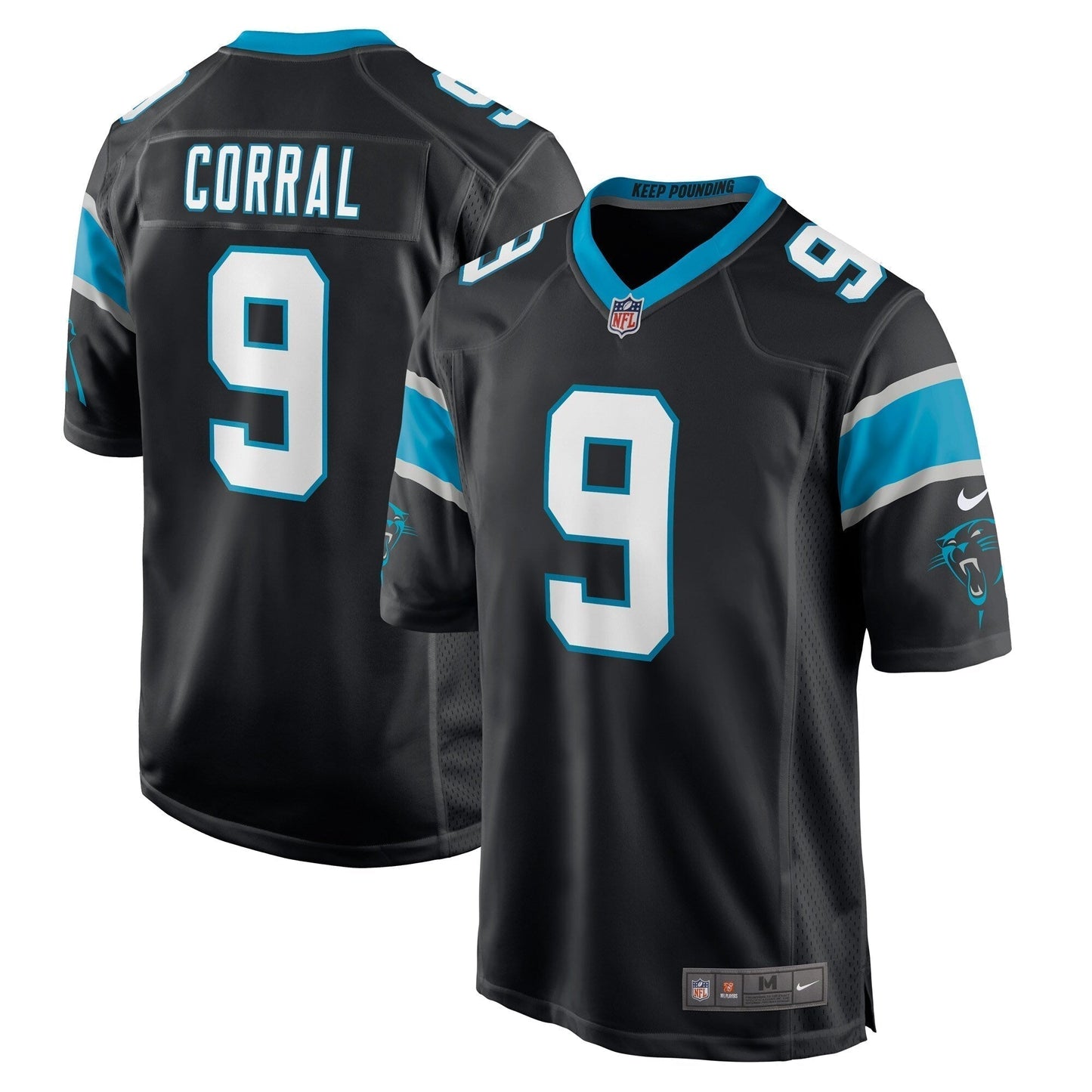 Matt Corral Carolina Panthers Game Jersey - Black football jersey product view 1