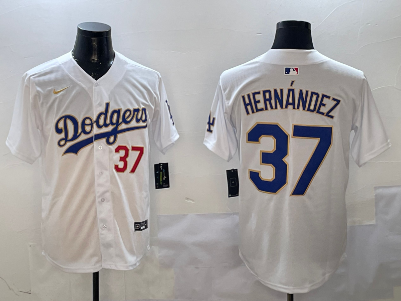 Men's Los Angeles Dodgers Teoscar Hernandez White Replica Game Jersey baseball jersey product view 1