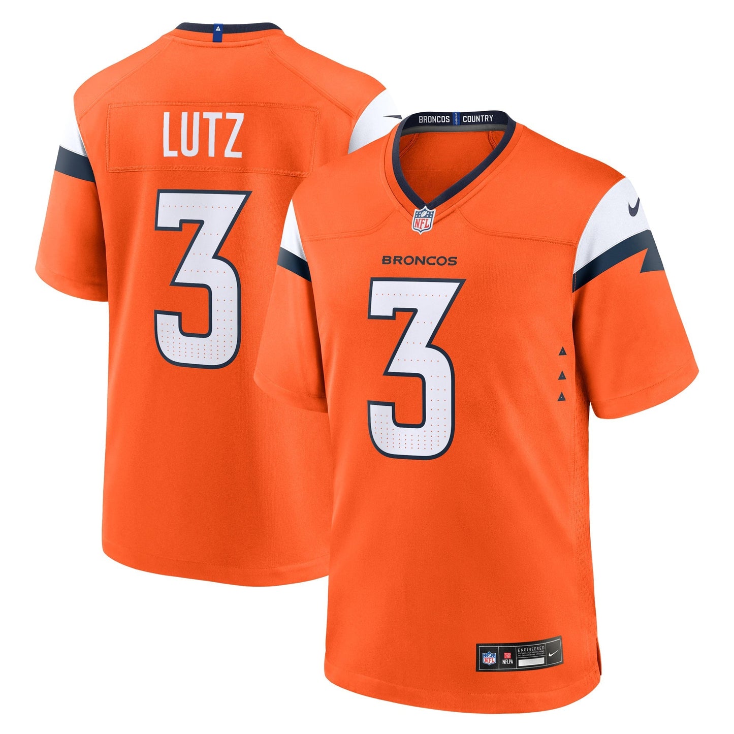 Denver Broncos Wil Lutz Orange Team Game Jersey football jersey product view 1