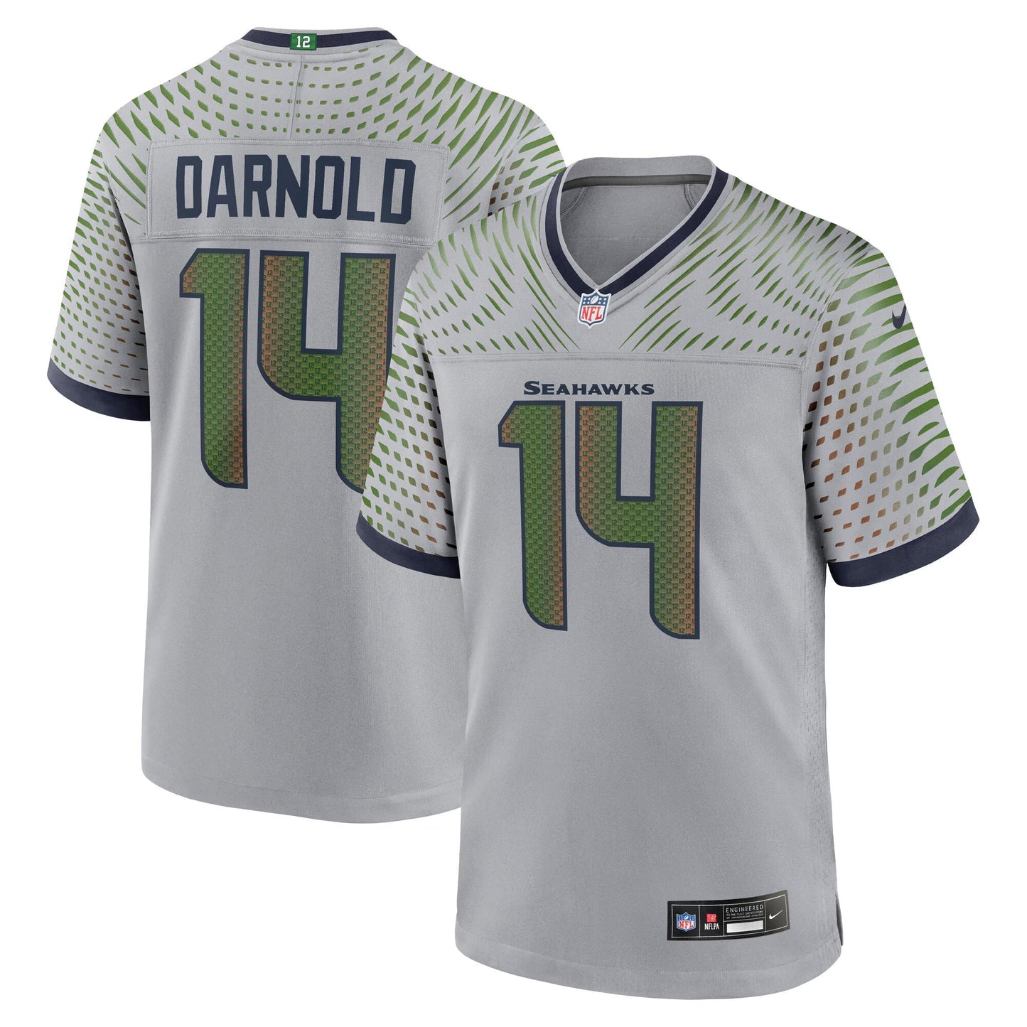 Seattle Seahawks Sam Darnold Wolf Gray 2025 Rivalries Collection Game Jersey football jersey product view 1