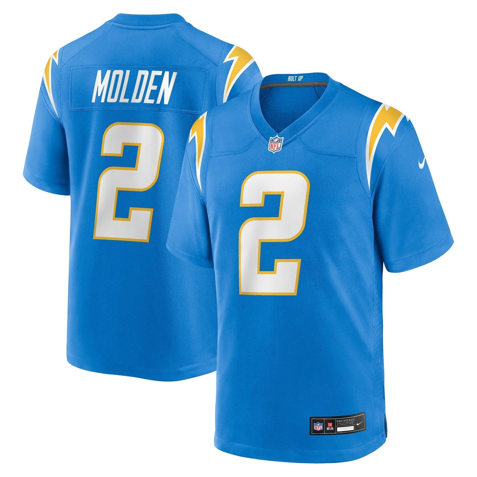 Los Angeles Chargers Elijah Molden Powder Blue Team Game Jersey football jersey product view 1
