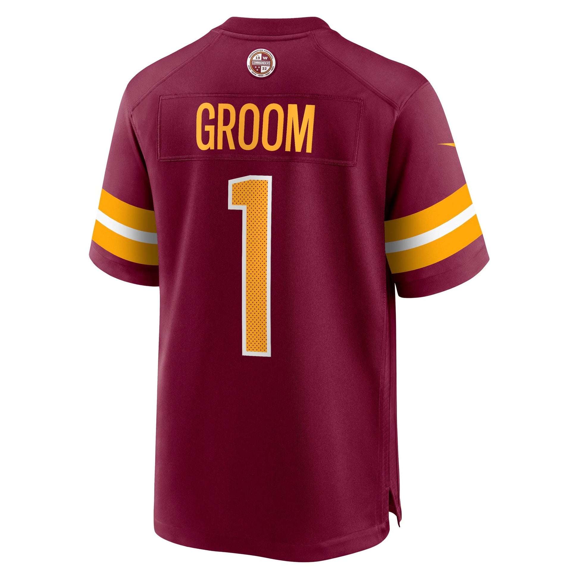 Washington Commanders Number 1 Groom Burgundy Game Jersey football jersey product view 1