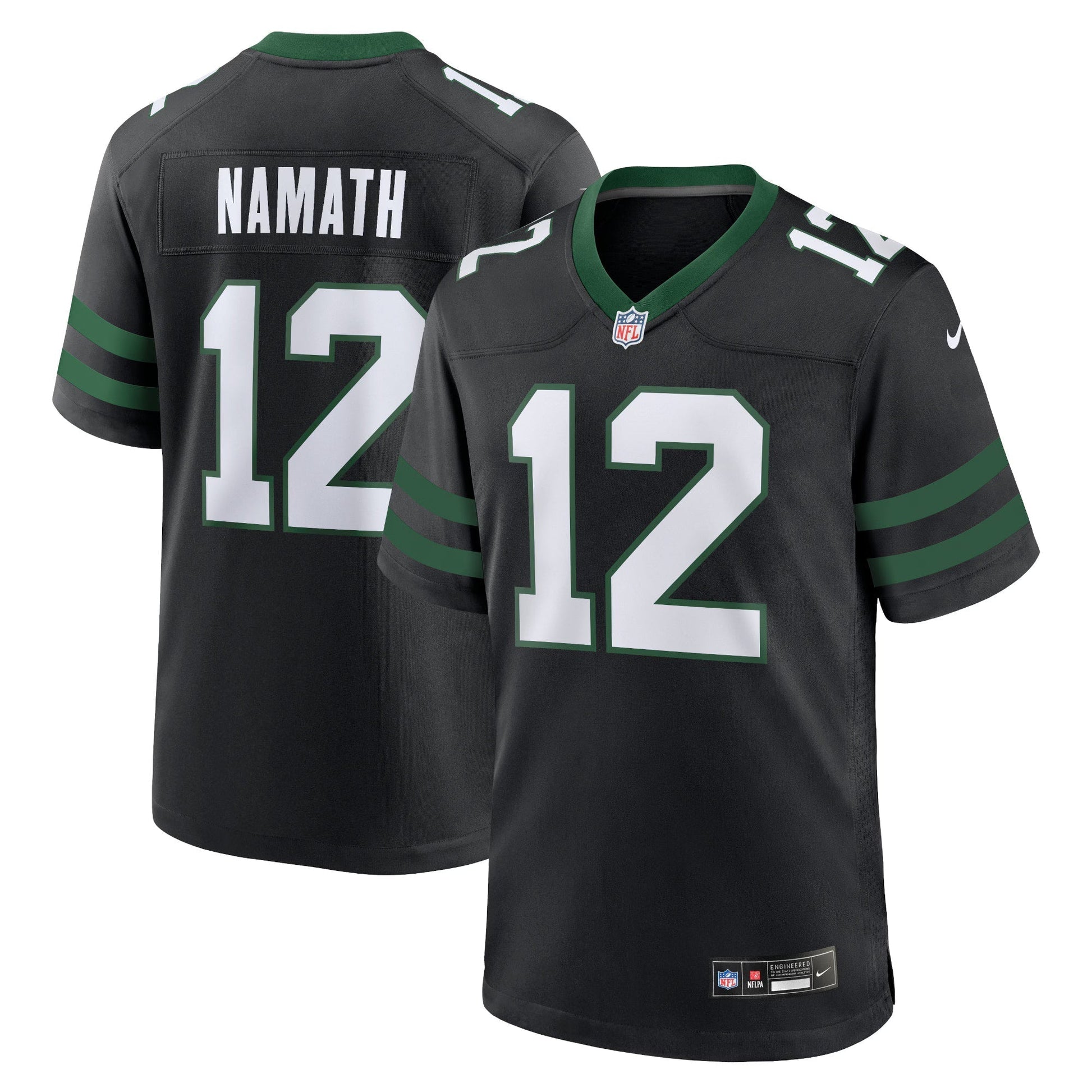 New York Jets Joe Namath Legacy Black Alternate Retired Player Game Jersey football jersey product view 1