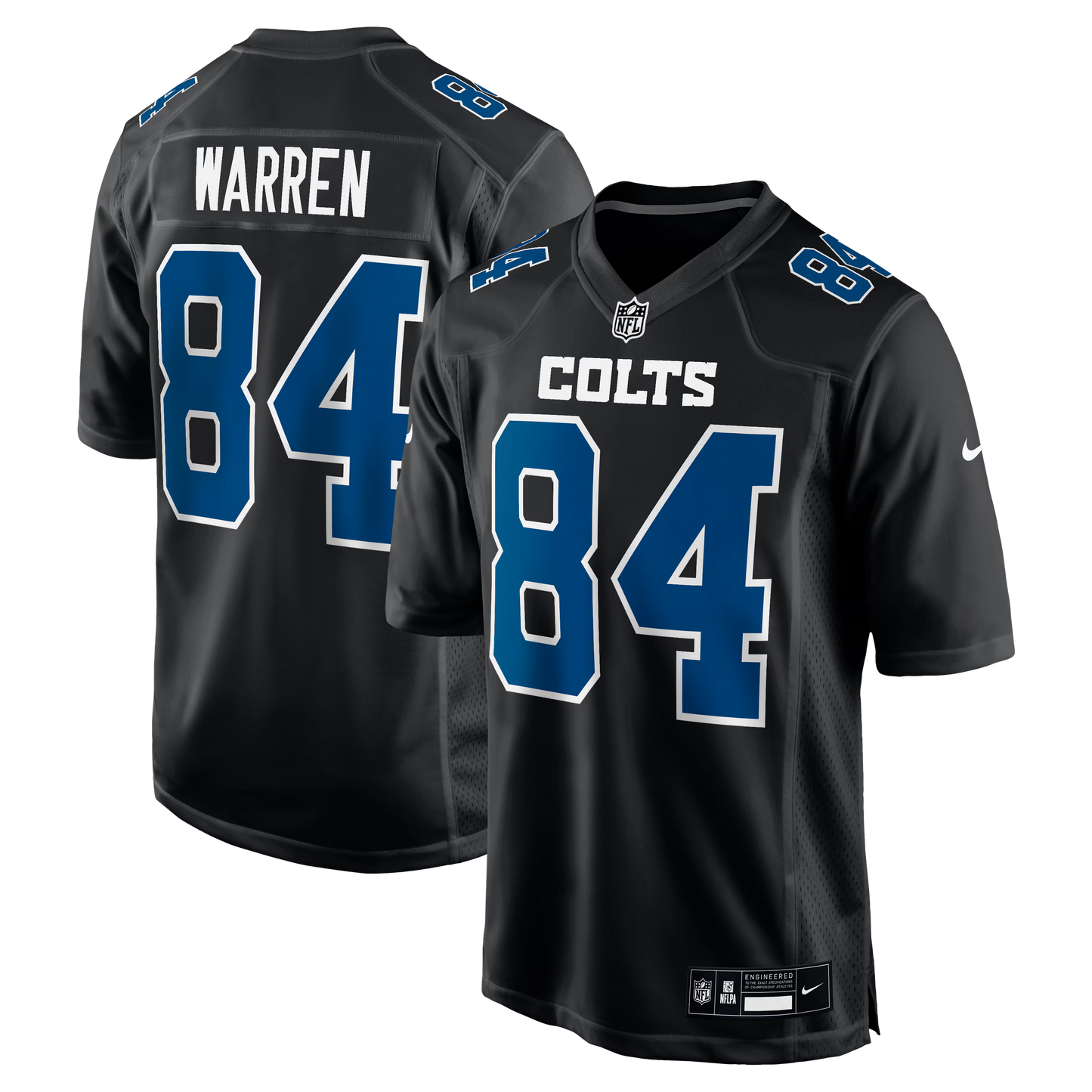 Indianapolis Colts Tyler Warren Carbon Black Fashion Game Jersey football jersey product view 1