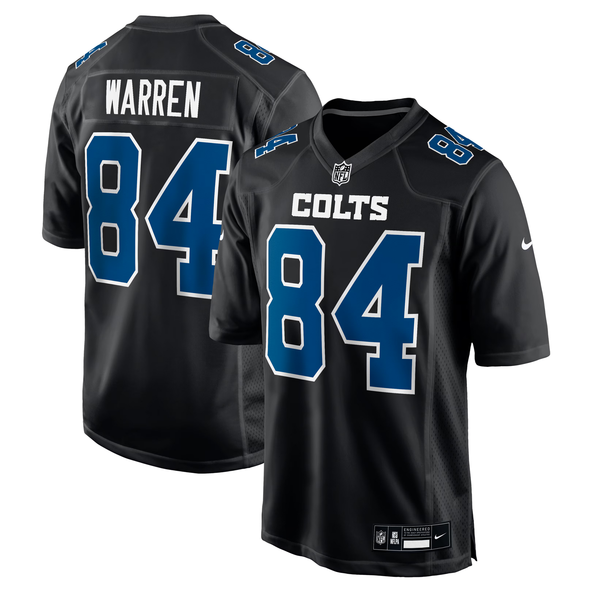 Indianapolis Colts Tyler Warren Carbon Black Fashion Game Jersey football jersey product view 1