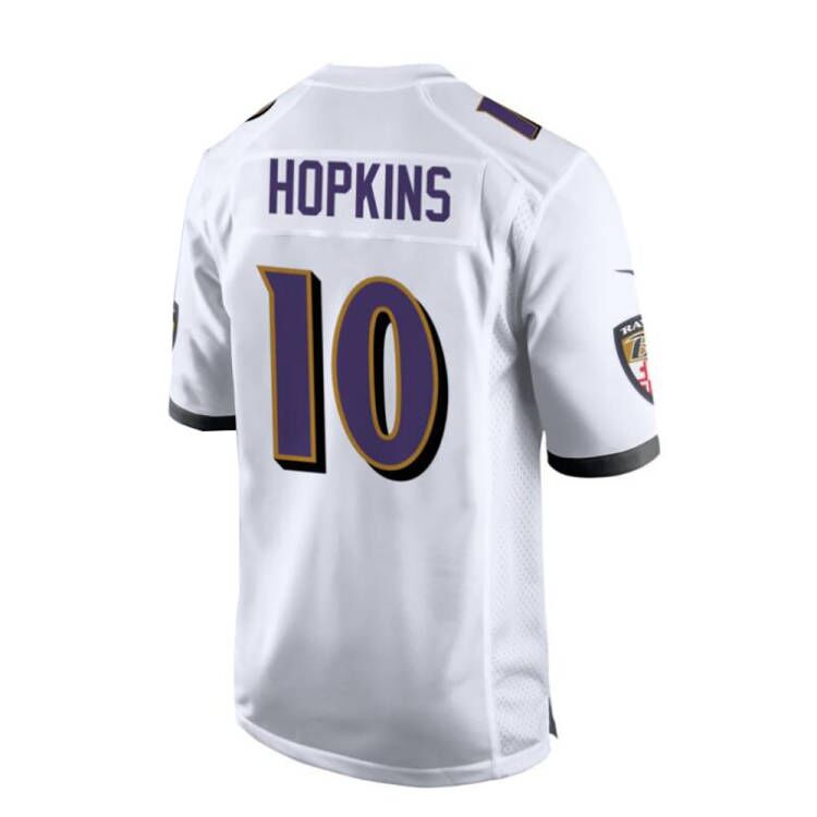 B.Ravens #10 DeAndre Hopkins White Game Jersey Stitched American Football Jerseys football jersey product view 1