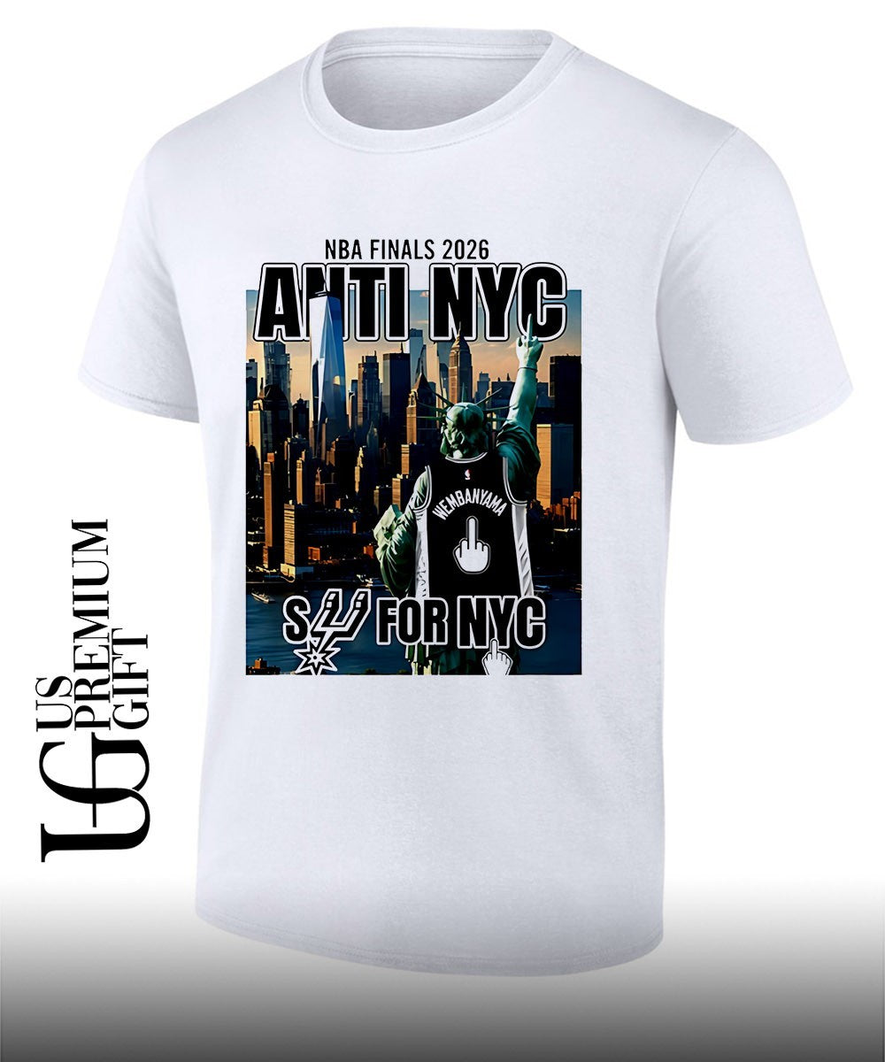 San Antonio Spurs Victor Wembanyama 1 Statue of Liberty fuck NYC New York Skyline Finals 2026 shirt - T-Shirt, Sweatshirt, Hoodie