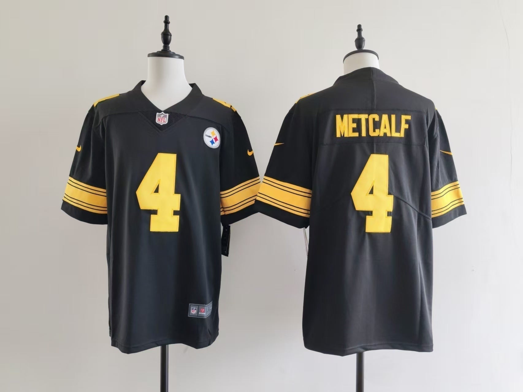 Men's Pittsburgh Steelers DK Metcalf Jersey - Black-yellow numbers football jersey product view 1