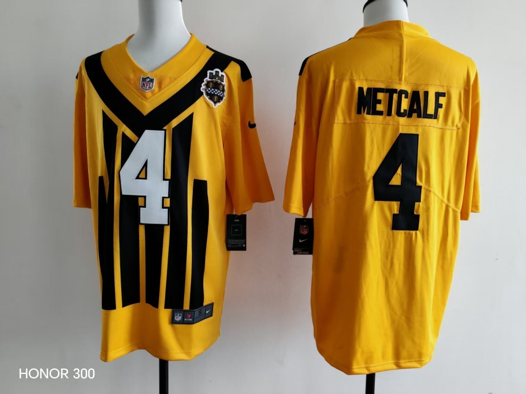 Men's Pittsburgh Steelers DK Metcalf Jersey - Retro Yellow-1 football jersey product view 1