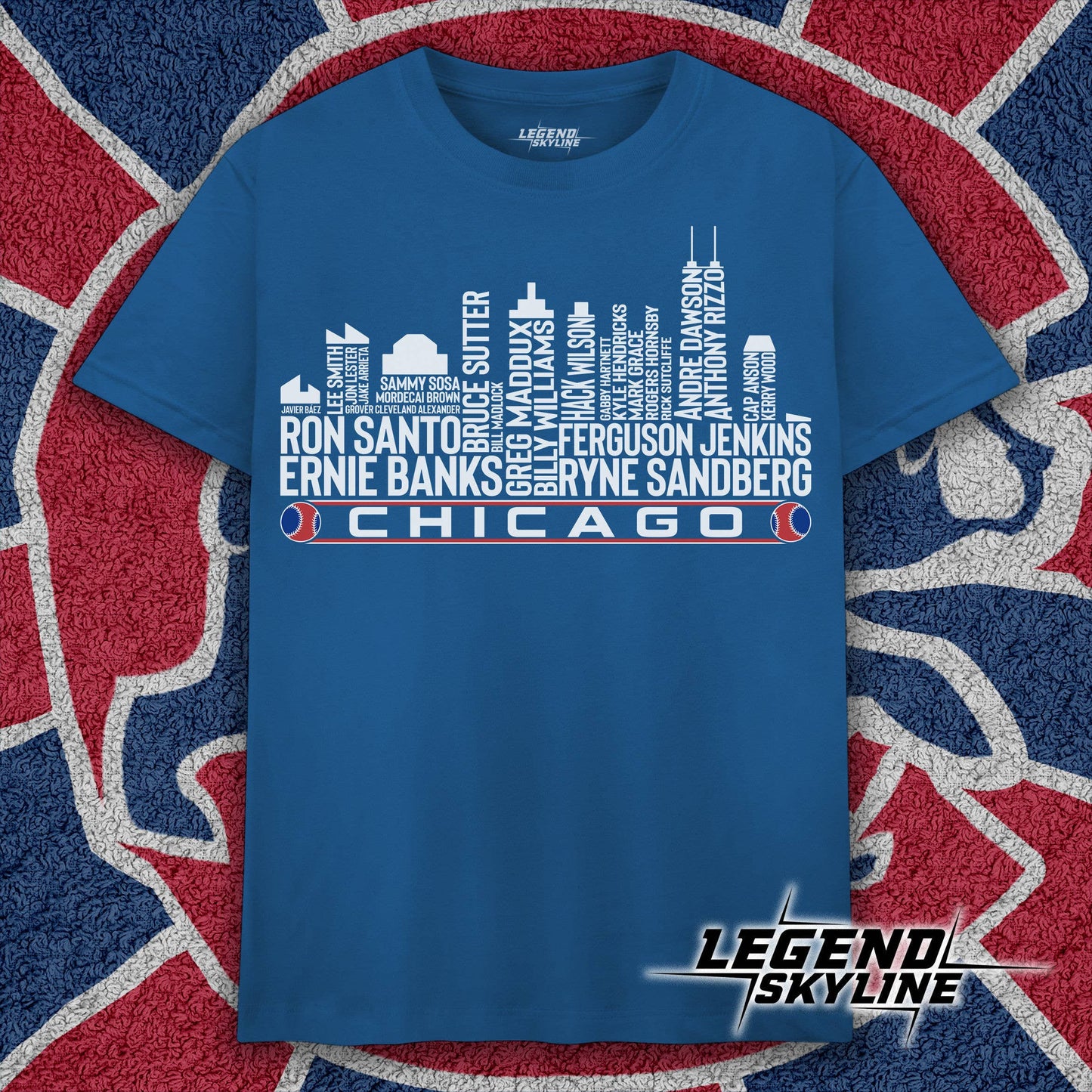 Chi-Cago Baseball Legends Skyline Tee Unisex T-shirt, Sweatshirt, Hoodie, Long Sleeve Tee - T-Shirt, Sweatshirt, Hoodie