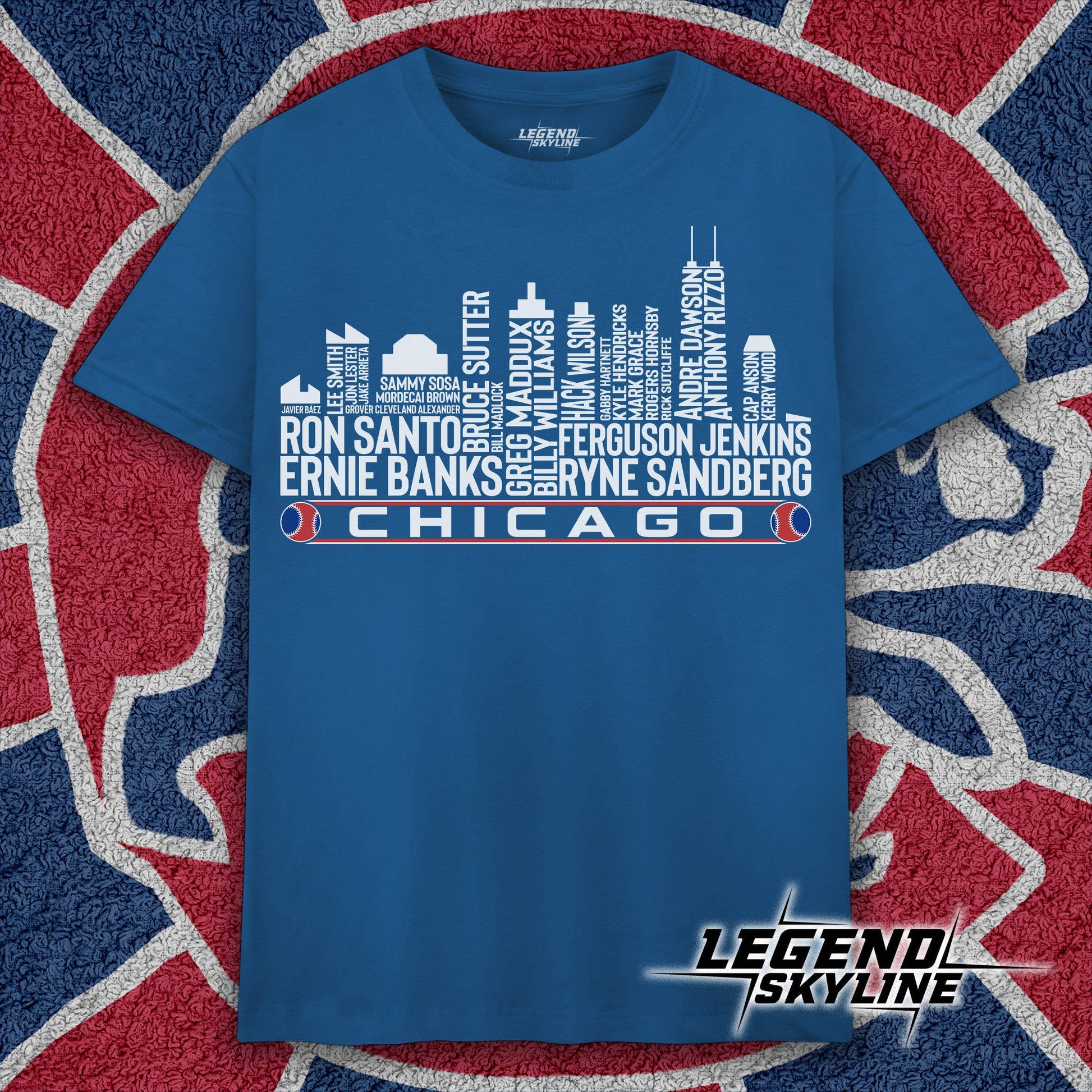 Chi-Cago Baseball Legends Skyline Tee Unisex T-shirt, Sweatshirt, Hoodie, Long Sleeve Tee - T-Shirt, Sweatshirt, Hoodie