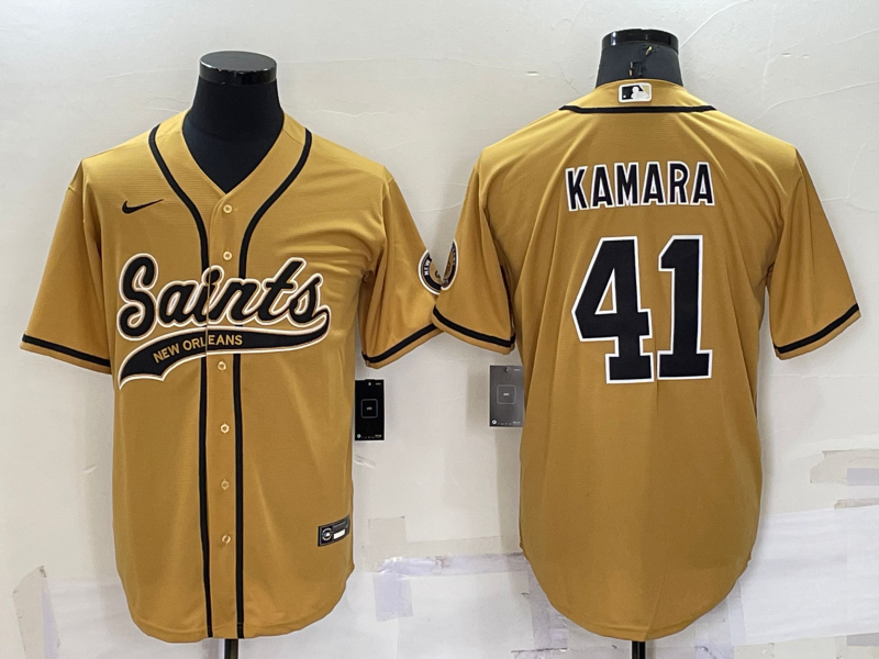 Men's New Orleans Saints Alvin Kamara Yellow Game Jersey Joint Edition football jersey product view 1