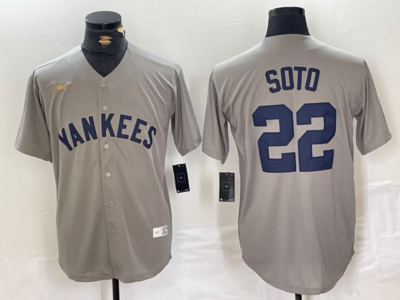 Men's New York Yankees Juan Soto Gray Road Cooperstown Collection Player Jersey baseball jersey product view 1