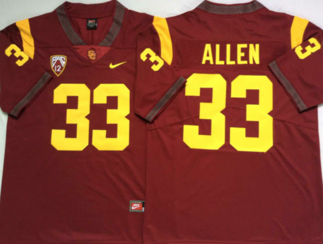 Men's USC Trojans Marcus Allen #33 Cardinal Alumni Player Game Jersey sports jersey product view 1