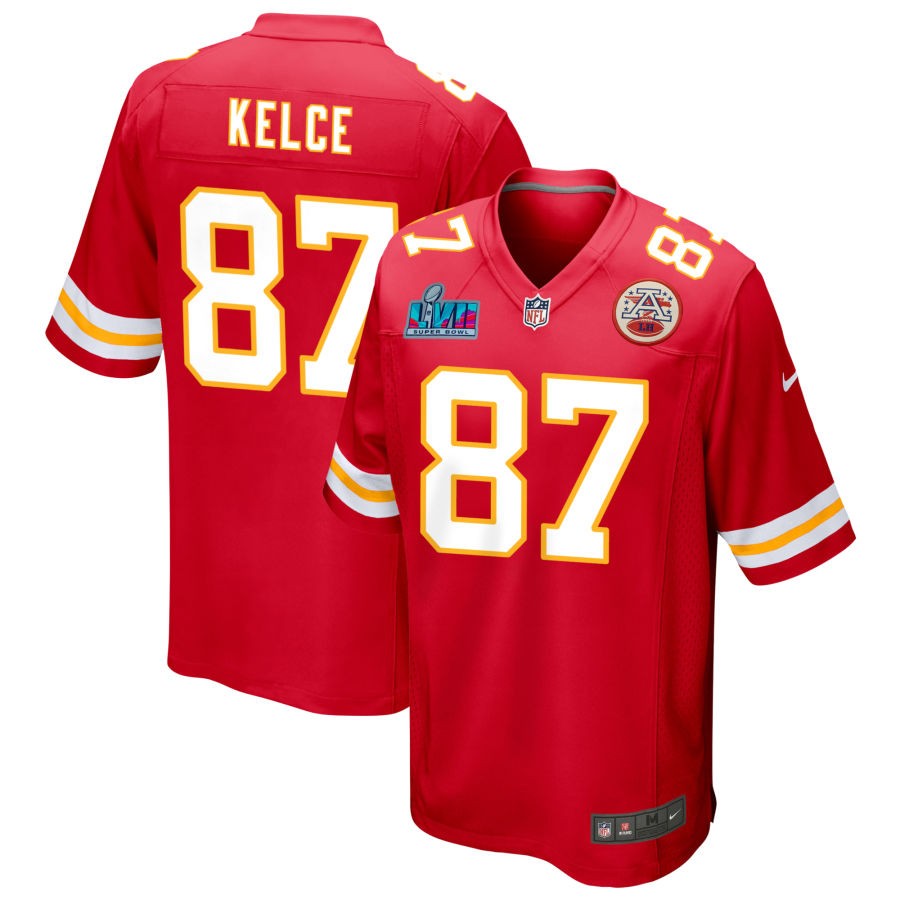 Travis Kelce Kansas City Chiefs Super Bowl LVII Game Jersey - Red football jersey product view 1