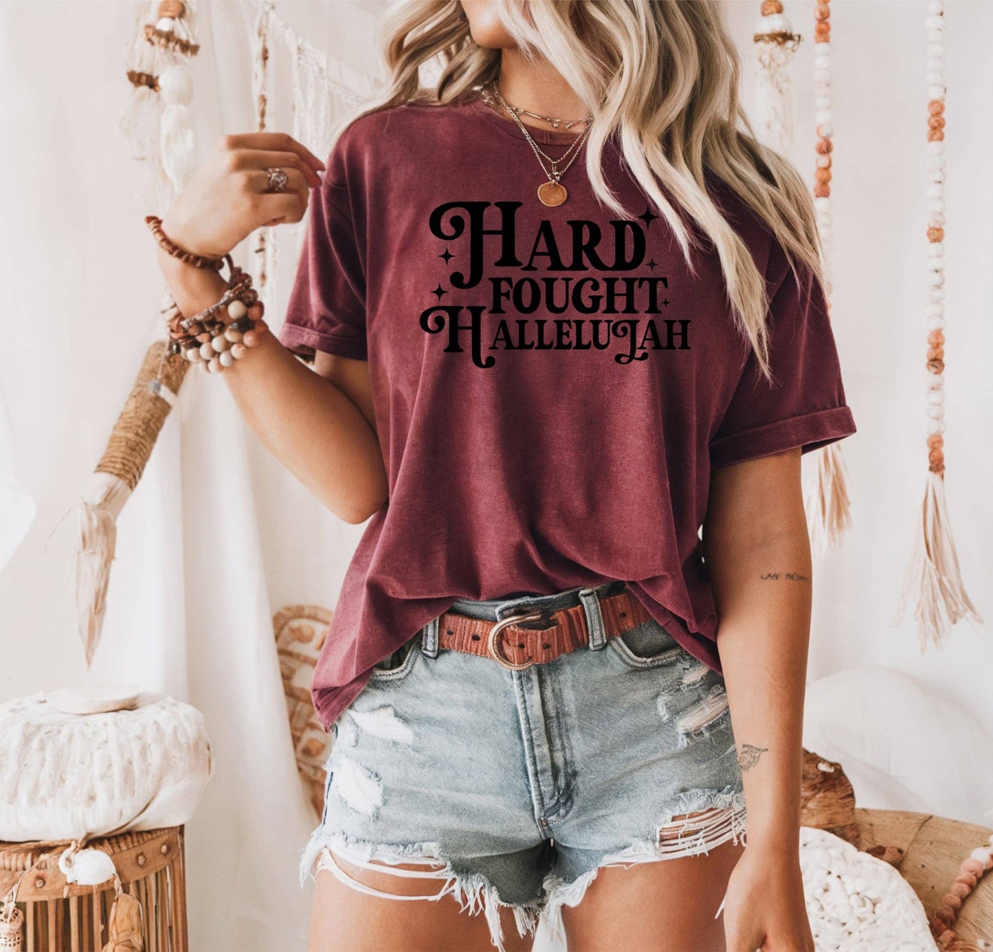 New Christian Hard Fought Hallelujah Graphic Tee Free Ship Unisex T-shirt, Sweatshirt, Hoodie, Long Sleeve Tee - T-Shirt, Sweatshirt, Hoodie