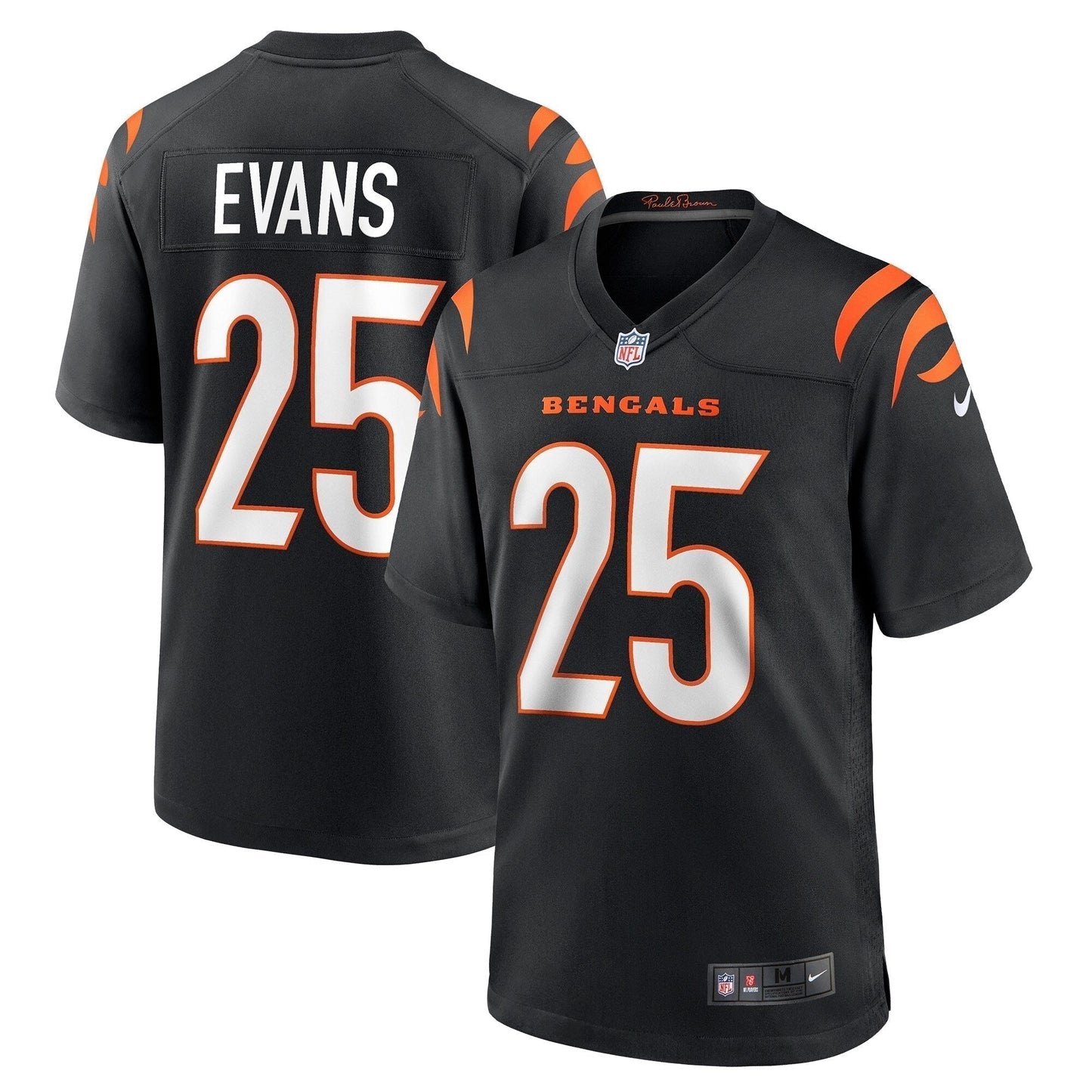 Chris Evans Cincinnati Bengals Game Jersey - Black football jersey product view 1