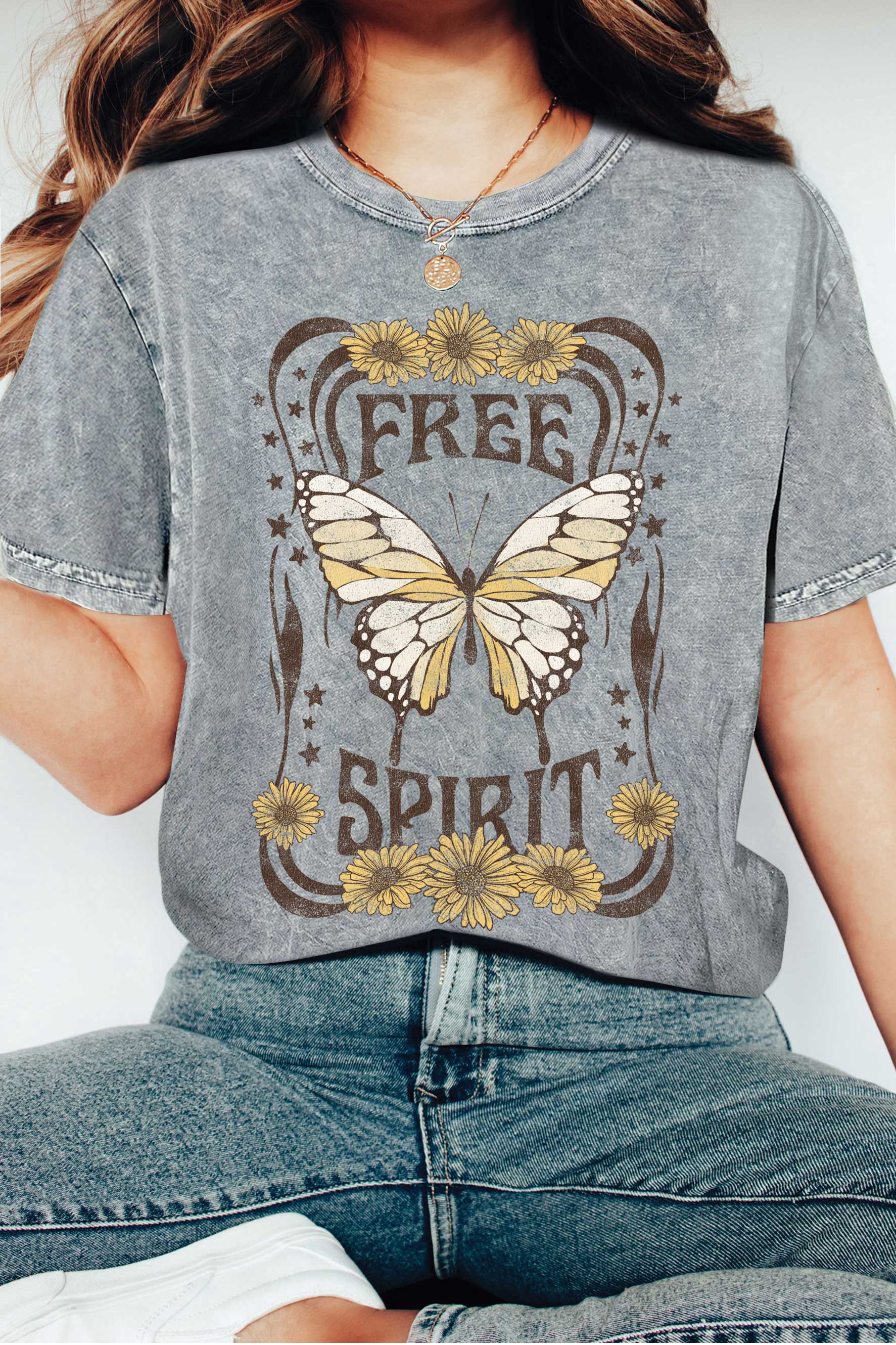 Free Spirit Butterfly Mineral Graphic Tshirts Unisex T-shirt, Sweatshirt, Hoodie, Long Sleeve Tee - T-Shirt, Sweatshirt, Hoodie