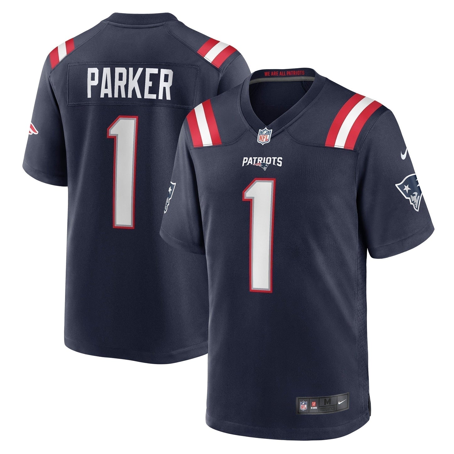 DeVante Parker New England Patriots Game Jersey - Navy football jersey product view 1