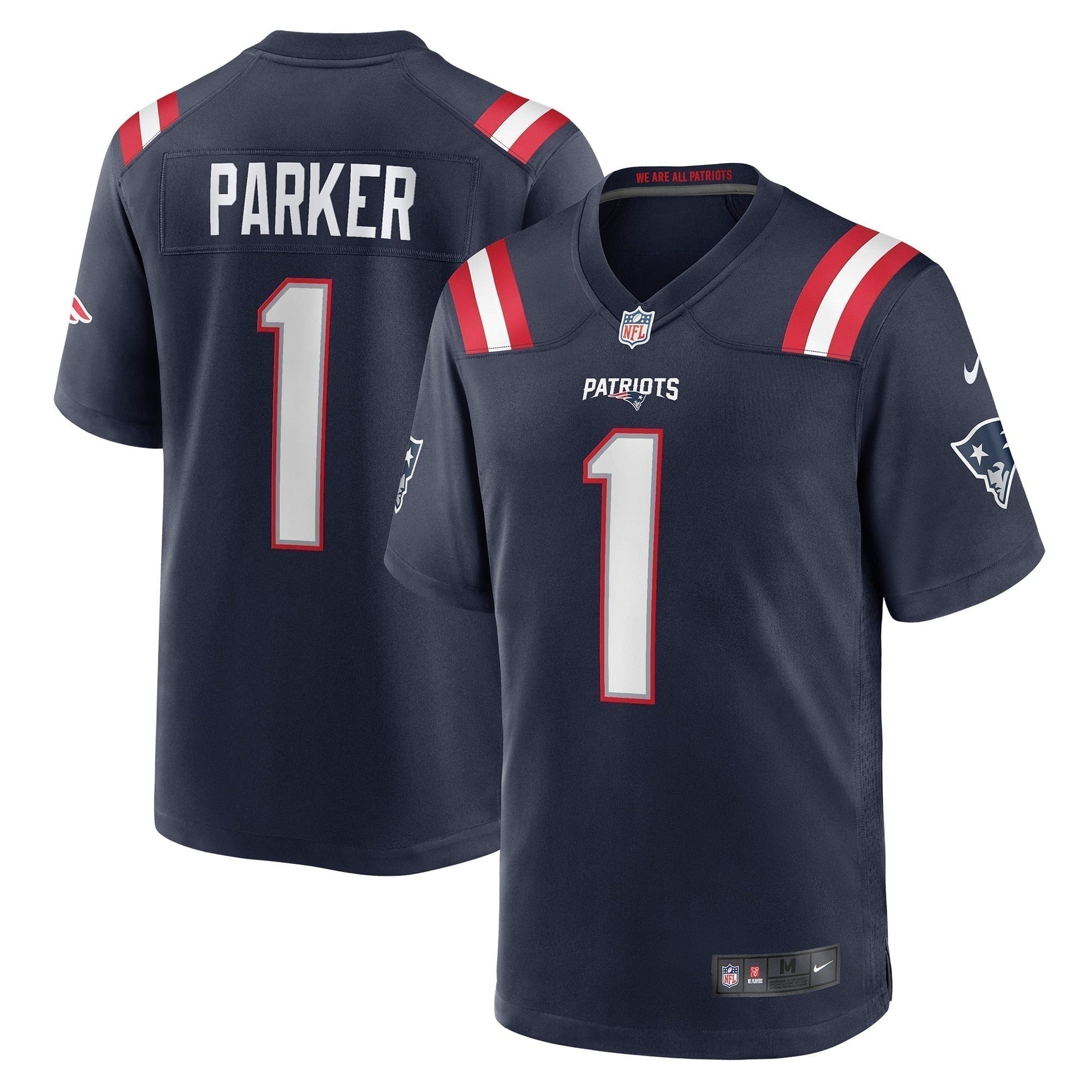 DeVante Parker New England Patriots Game Jersey - Navy football jersey product view 1