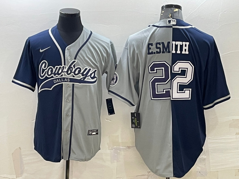 Men's Dallas Cowboys Emmitt Smith Navy/Gray Game Jersey Joint Edition football jersey product view 1