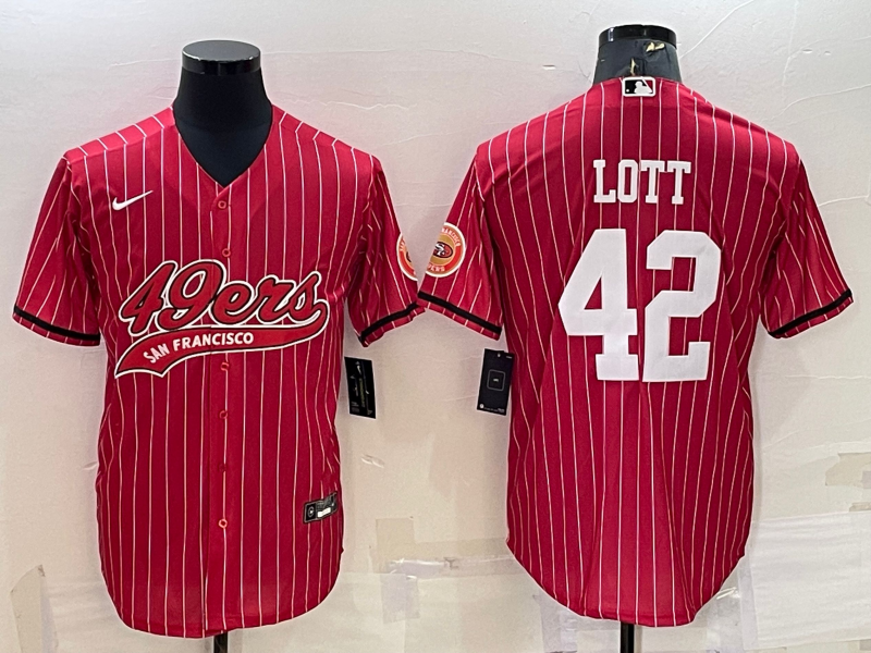 Men's San Francisco 49ers Ronnie Lott #42 Red Player Jersey1 Joint Edition football jersey product view 1
