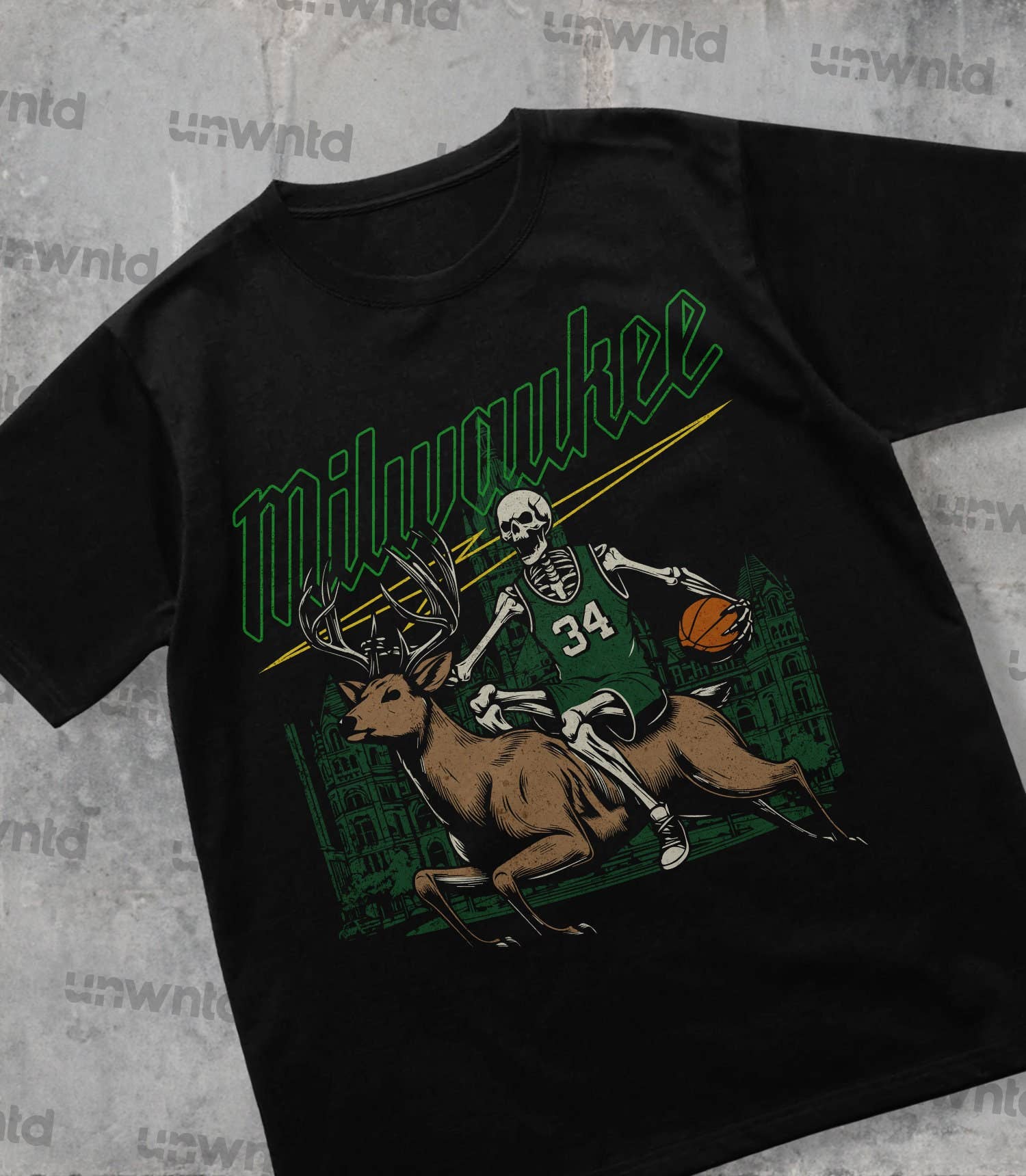 Milwaukee Basketball Shirt - Vintage Skeleton Graphic Tee Unisex T-shirt, Sweatshirt, Hoodie, Long Sleeve Tee - T-Shirt, Sweatshirt, Hoodie
