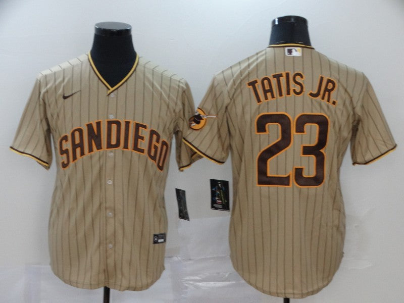 Men's San Diego Padres Fernando Tatis Jr. #23 Stitched Khaki Jersey baseball jersey product view 1