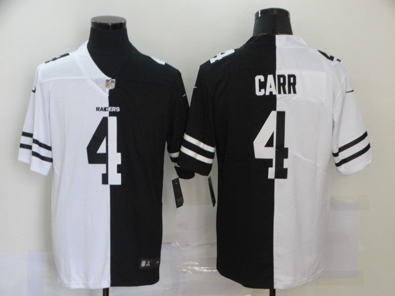 Men's Las Vegas Raiders Derek Carr #4 Black/White Game Jersey1 football jersey product view 1