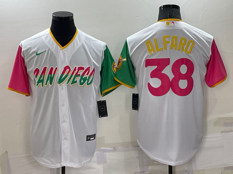 Men's San Diego Padres Jorge Alfaro #38 White Player Stitched Jersey1 baseball jersey product view 1