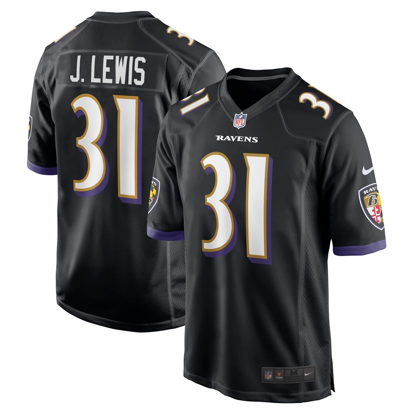 Jamal Lewis Baltimore Ravens Retired Jersey - Black football jersey product view 1