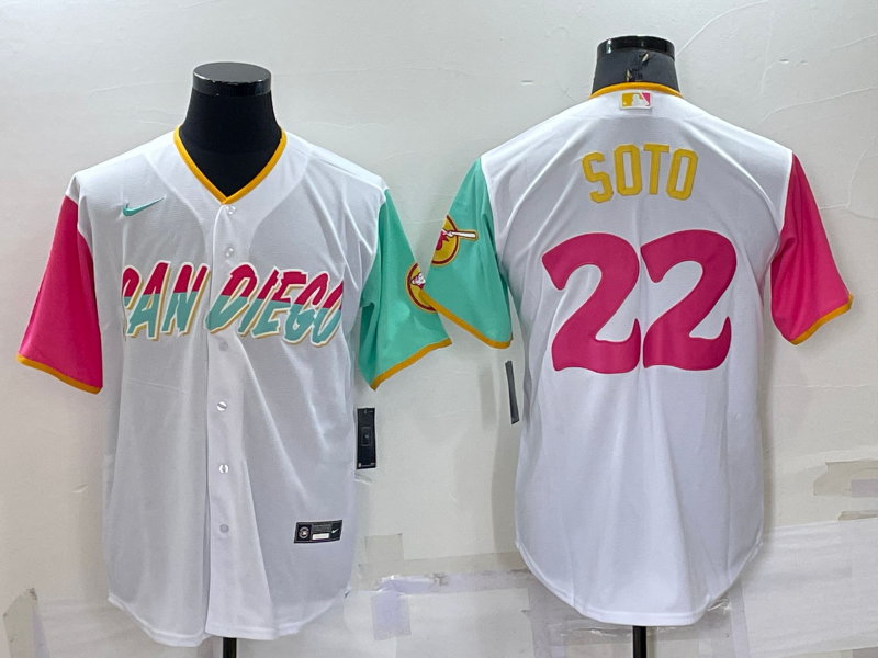Men's San Diego Padres Juan Soto #22 White Stitched Jersey1 baseball jersey product view 1