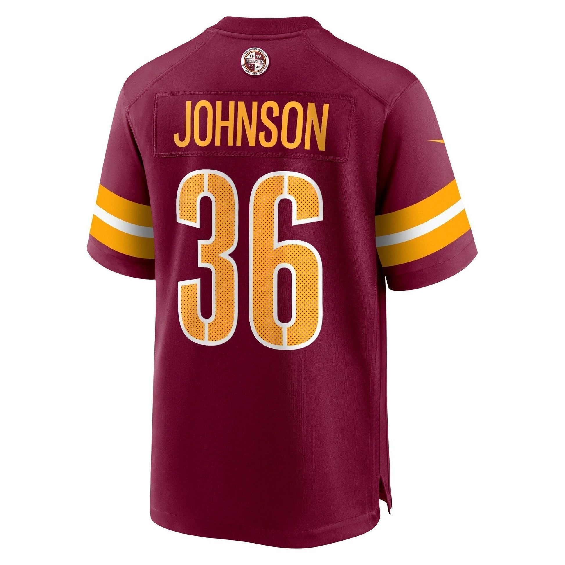 Danny Johnson Washington Commanders Game Jersey - Burgundy football jersey product view 3