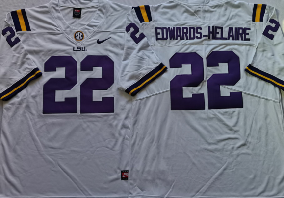 Men's LSU Tigers Clyde Edwards-Helaire #22 White Player Game Jersey sports jersey product view 1