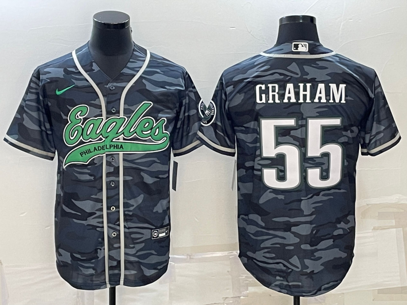 Men's Philadelphia Eagles Brandon Graham Grey Camouflage Game Jersey Joint Edition football jersey product view 1