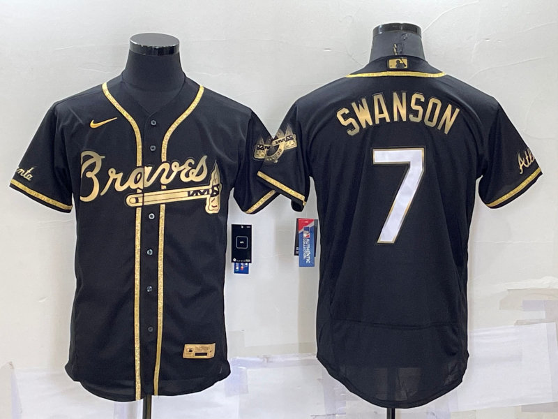 Men's Atlanta Braves Dansby Swanson Black Fashion Stitched Jersey baseball jersey product view 1