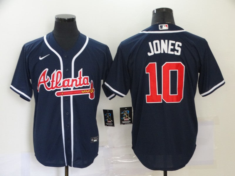 Men's Atlanta Braves Chipper Jones #10 Navy Replica Jersey baseball jersey product view 1