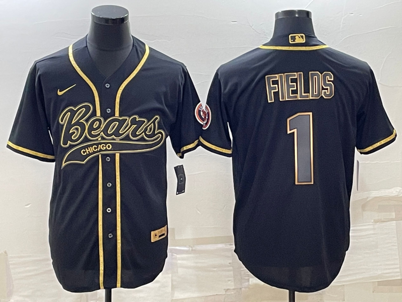 Men's Chicago Bears Justin Fields Black Game Jersey Joint Edition football jersey product view 1