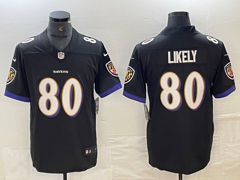Men's Baltimore Ravens Isaiah Likely Black Player Game Jersey football jersey product view 1