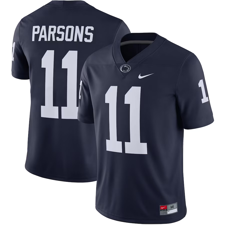 Men's Penn State Nittany Lions Micah Parsons #11 Navy Team Player Game Jersey football jersey product view 1