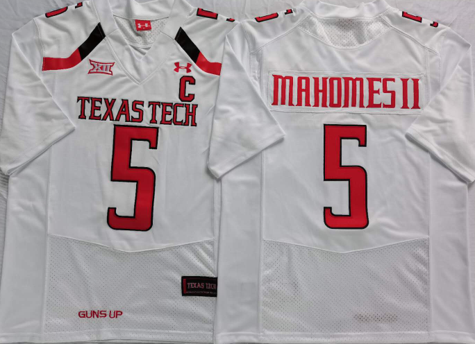 Men's Texas Longhorns Patrick Mahomes #5 White Replica Team Jersey sports jersey product view 1