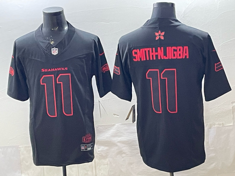 Men's Seattle Seahawks Jaxon Smith-Njigba #11 Black Player Game Jersey football jersey product view 1